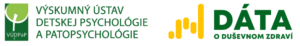 Logo featuring text in Slovak related to child psychology and mental health data, with green and yellow color elements.